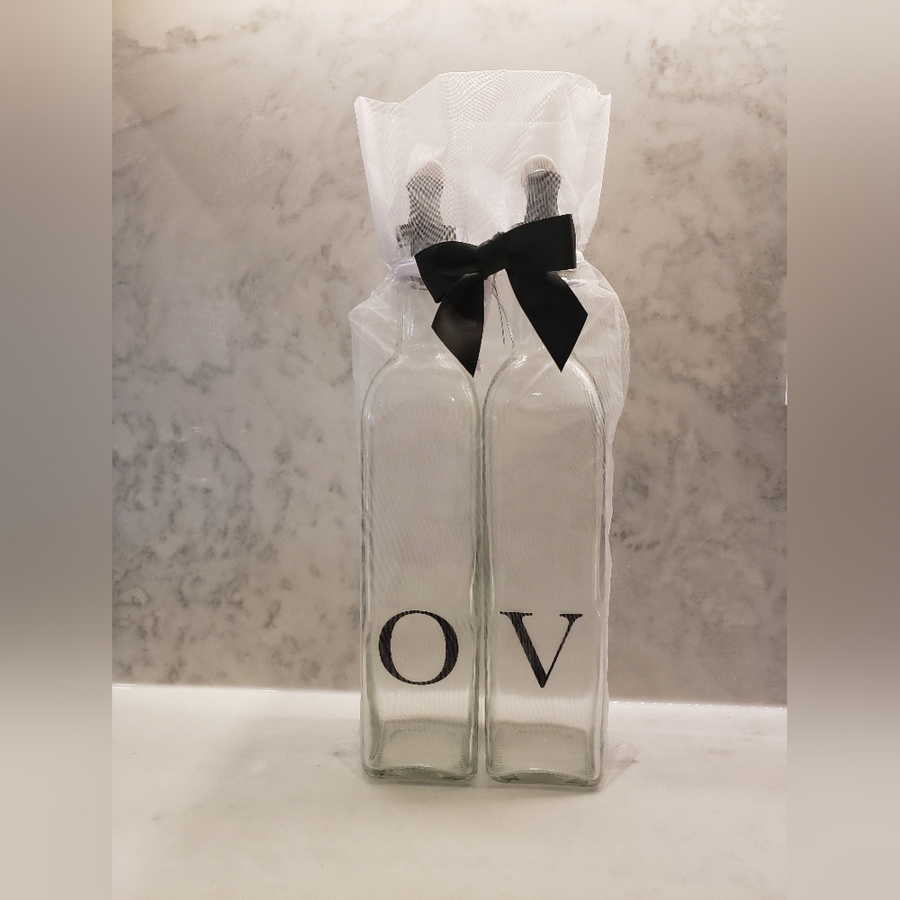 Olive Oil and Vinegar Glass Dispenser Set - Olive Oil Bottles For Kitchen